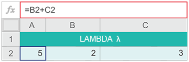 Illustration of the Excel LAMBDA function via LAMBDA field.